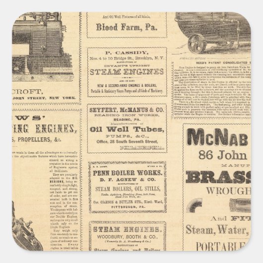 New York Oil Advertisements Vierkante Sticker (Voorkant)