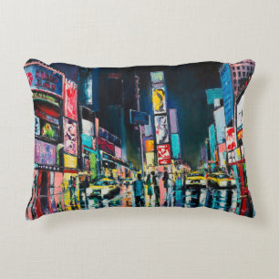 'New York' olieschilderij, een nachtelijk uitzicht Accent Kussen