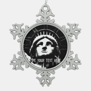 New York Ornament, gepersonaliseerd New York Souve Tin Sneeuwvlok Ornament