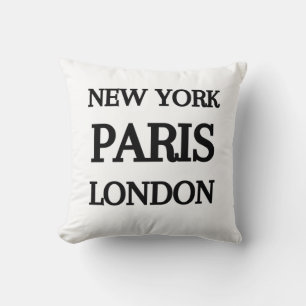 New York, Parijs, London typografie Kussen