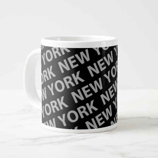 New York Pattern Gray Jumbo Beker (Voorkant links)