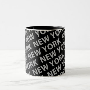 New York Pattern Gray Tweekleurige Koffiemok
