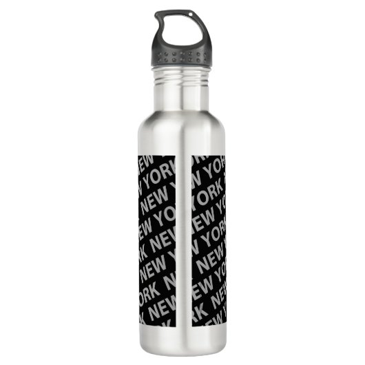 New York Pattern Gray Waterfles (Achterkant)