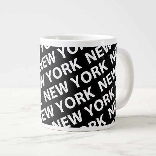 New York Pattern White Jumbo Mok (Voorkant rechts)