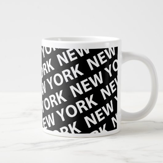 New York Pattern White Jumbo Mok (Rechts)