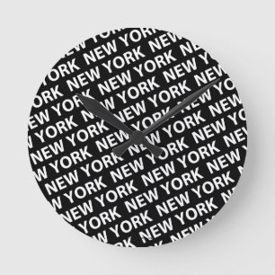 New York Pattern White Ronde Klok
