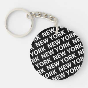 New York Pattern White Sleutelhanger