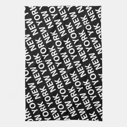 New York Pattern White Theedoek (Verticaal)