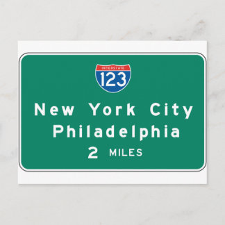 New York Philadelphia Highway Sign Briefkaart