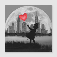NEW YORK Pleine lune fille avec carte magnétique à