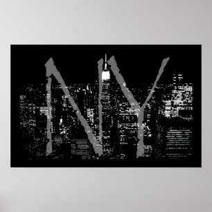 New York Poster Cityscape New York Night Print