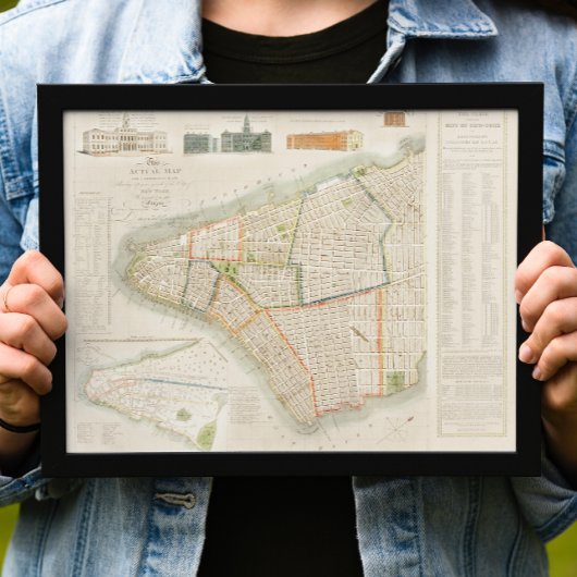  New York reiskaart. Oude stad. Retro Poster