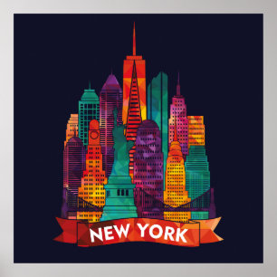 New York - Reizen naar de beroemde Landmarks Poster
