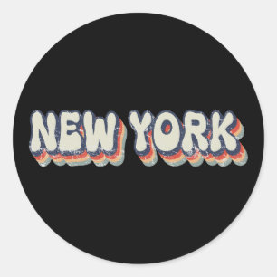 New York Retro 80s Chrome City  Ronde Sticker