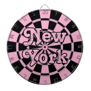 NEW YORK Retro Modern Roze en Zwart Dartbord