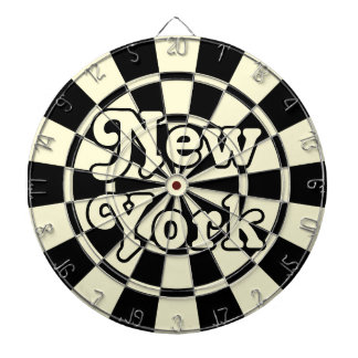 NEW YORK Retro Modern Zwart en Licht Crème Dartbord