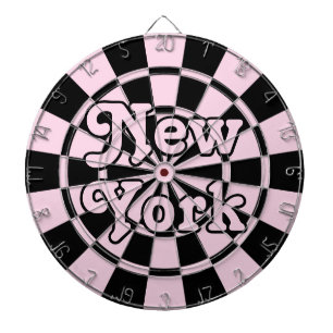 NEW YORK Retro Moderne Licht Roze en Zwarte Dartbord