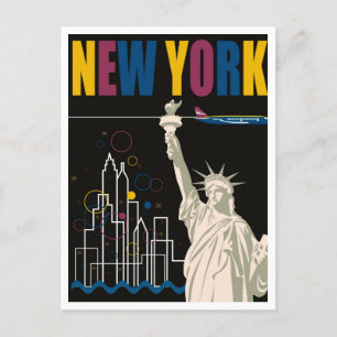 New York, Retro Travel Briefkaart
