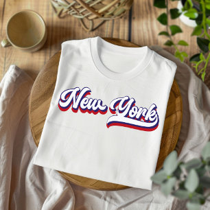 New York Rood Wit en Blauw Vintage Schrift T-shirt