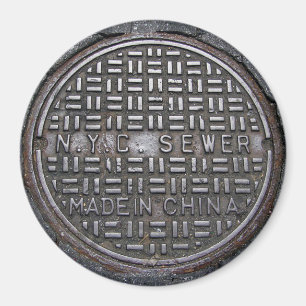 New York Sewer Hoesje & Asphalt Pavement Photo Magneet