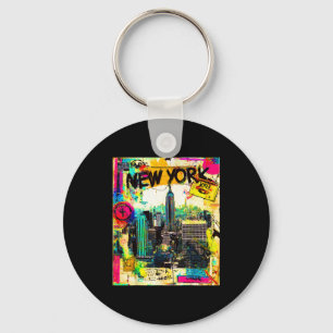 New york silhouet punk grunge vintage retro graffi sleutelhanger