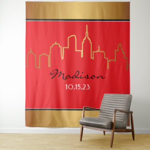 NEW YORK SILHOUET VAN DE STAD BROADWAY Foto-Op Ach Wandkleed
