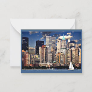 New York Silhouet, Zeilboot op de Hudsonrivier Notitiekaartje