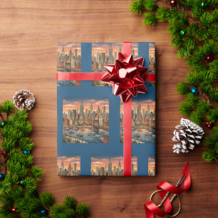 New York Silhouette Reis Kunst Vintage Cadeaupapier