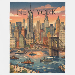New York Silhouette Reis Kunst Vintage Fleece Deken