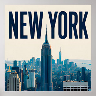 New York Silhouette Statue of Liberty Reisontwerp Poster