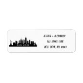 New York Skylin Silhouette Zwart Elegant Script La Etiket (Voorkant)