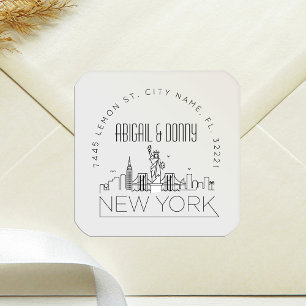 New York Skyline   Afdichting van vooraf geadresse Vierkante Sticker