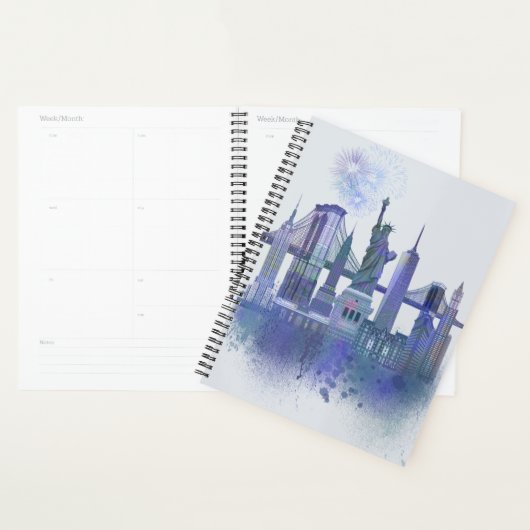 New York Skyline - Aquarelle bleue (Devant avec enveloppe)