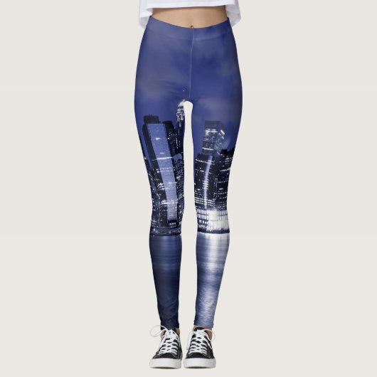 New York Skyline Bathed in Blue Leggings (Voorkant)