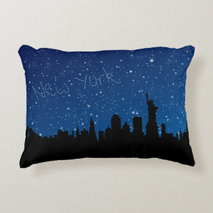 New York, Skyline bij nacht Decoratief Kussen