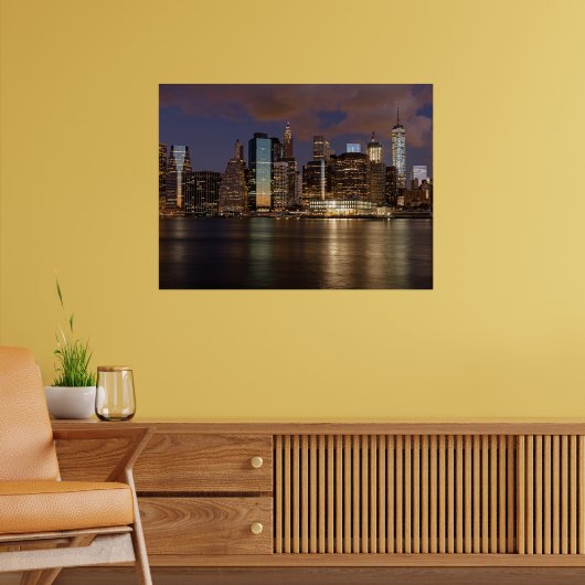 New York Skyline bij nacht Poster (Woonkamer 2)
