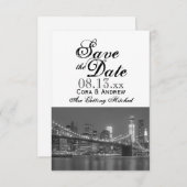 New York Skyline Brooklyn Wedding Save the Date in Kaart (Voorkant / Achterkant)