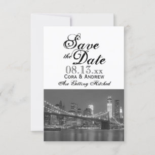 New York Skyline Brooklyn Wedding Save the Date in Kaart