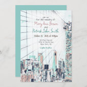 New York Skyline bruiloft uitnodiging (Voorkant / Achterkant)