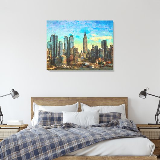 New York Skyline Canvas Afdruk (Insitu (Slaapkamer))