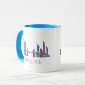 New York Skyline Colored Buildings Mok (Voorkant links)