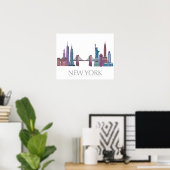 New York Skyline Colored Buildings Poster (Thuiskantoor)