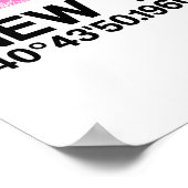 New York Skyline + Coordonnées en Poster rose (Coin)