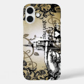New York Skyline Damask Burnt Vines coque iphone (Verso)