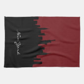 New York Skyline | Donkerrood Theedoek (Horizontaal)