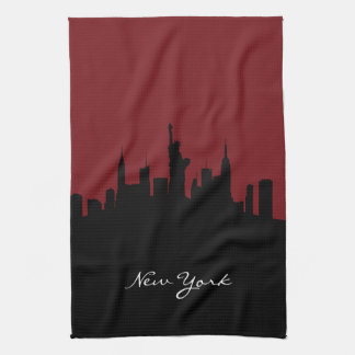 New York Skyline | Donkerrood Theedoek