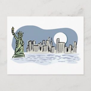 New York Skyline door Moonlight Briefkaart