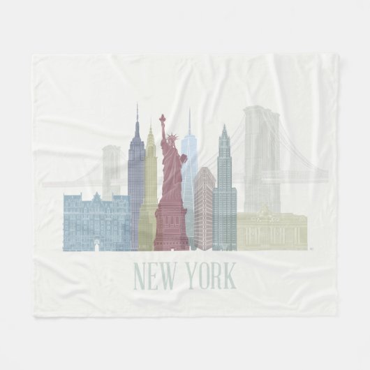New York Skyline Fleece Deken (Voorkant (Horizontaal))