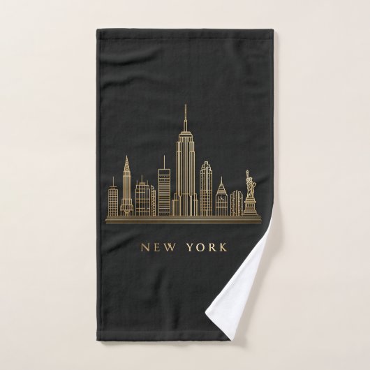 New York Skyline Gold Line Art (Serviette à main)