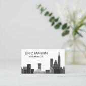 New York Skyline Grijs Moderne Architectuur Visitekaartje (Staand voorkant)